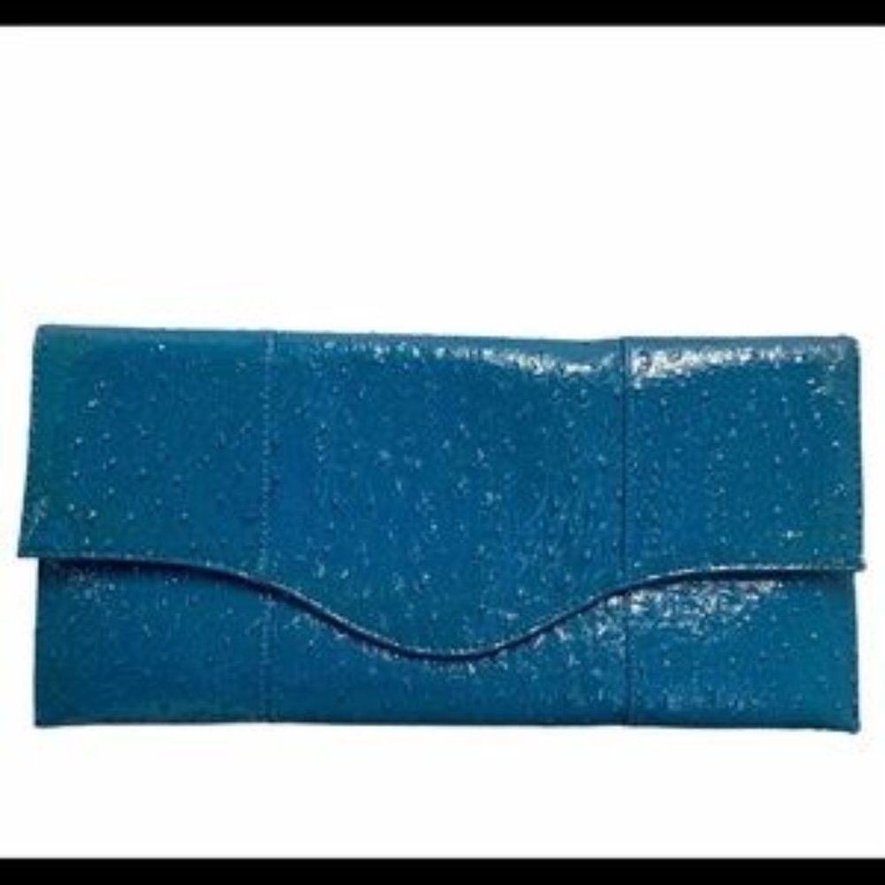 BLUE glossy clutch purse